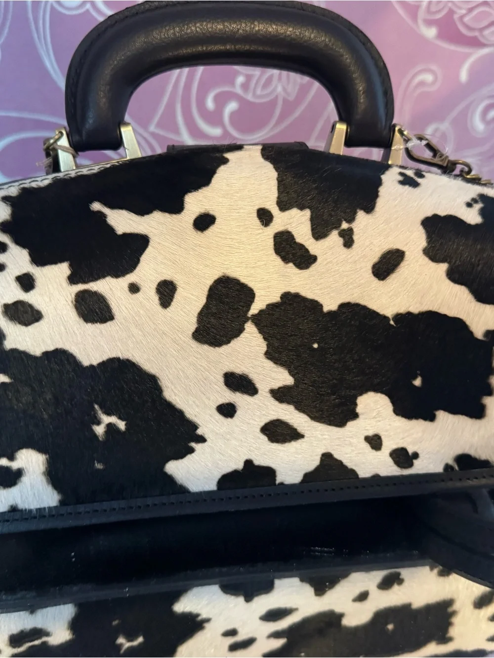 Pratesi Black & White Cowhide Satchel